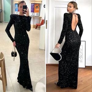 ZARA SHOULDER PAD SEQUIN DRESS